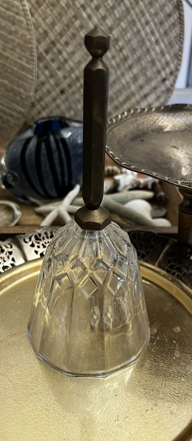 Vintage Crystal and Brass Dinner Bell