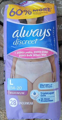 Always Discreet Adult Postpartum Incontinence Underwear for Women, size L
