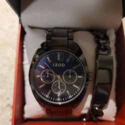 IZOD Men's Stainless Watch & Bracelet Set, New In Box