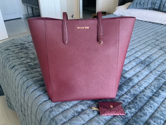 Michael Kors Large Red Wine Color Tote/Purse w Small Wallet - Brand New!