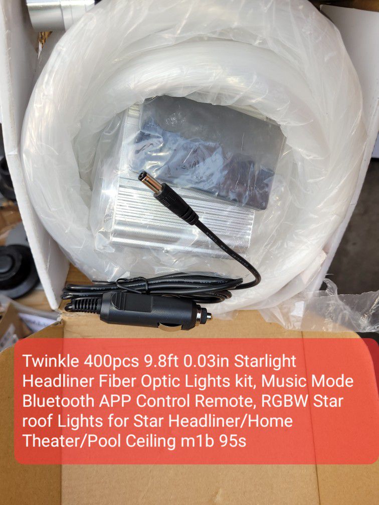 Twinkle 400pcs 9.8ft 0.03in Starlight Headliner Fiber Optic Lights kit, Music Mode Bluetooth APP Control Remote, RGBW Star roof Lights for Star Headli