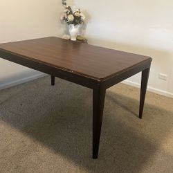 Solid Wood Dining Table – Dark Brown – Seats 6