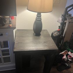 Two End Tables Two Lamps 