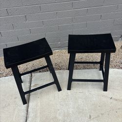 2 Beautiful Wood, Metal Legs Stools 