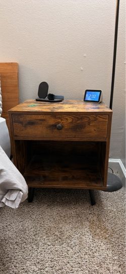 Rustic Wood Nightstand with Drawer