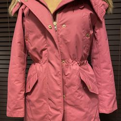 J  Crew Dark Pink Parka Sz  XS