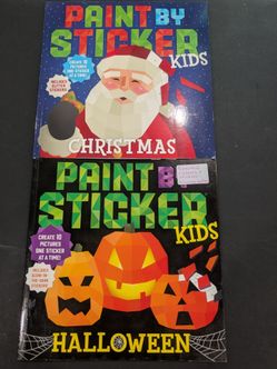 2 paint by sticker books.