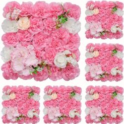 Floral Wall Backdrop – 6 Pieces (16.5 x 16.5 inches) – Artificial Silk Floral Wall Panels – Rose Decor Ideal for Weddings, Festive Party Backdrops, an