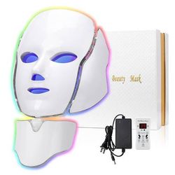 new Led Face Mask Light Therapy, Red Light Therapy for Face, 7-1 Colors LED Facial Skin Care Mask  Use the remote control to switch colors at will. It
