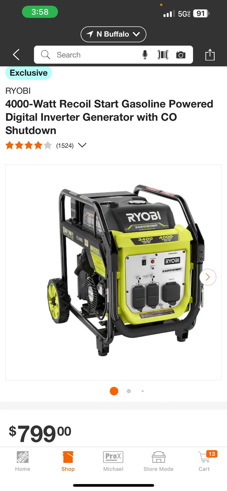Ryobi Inverter 4000w