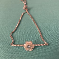 Diamond And Blue Topaz Flower Bracelet 