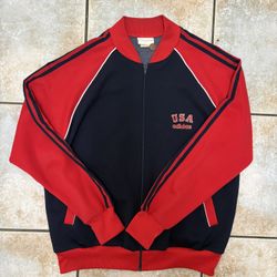 Vintage 80s Adidas team usa track jacket size -L