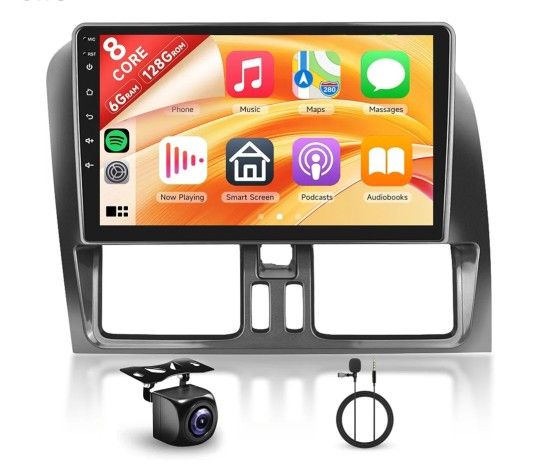 8 Core 6+128G Android Car Radio Stereo for Volvo XC60 2008-2013 with Wireless Carplay Android Auto, 9’’ Touchscreen Head Unit with Bluetooth Mirror 