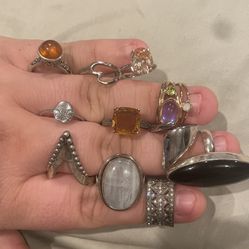 11 Sterling Silver Rings 925