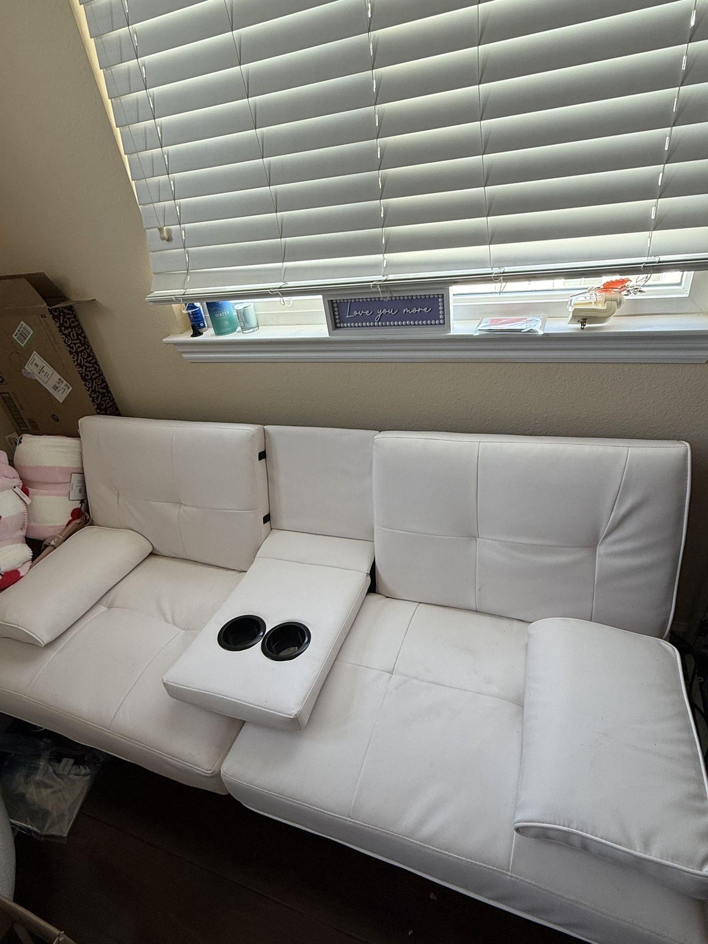 Faux Leather White Futon