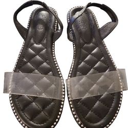 Charlotte Russe Women's Black And Sliver Strap Summer Sandles Size 6