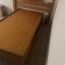 Solid Oak Captain’s Bed