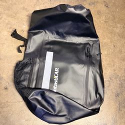 Black Waterproof Roll-Top Backpack - camping fishing kayaking hiking outdoors