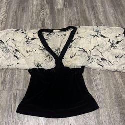 Forever 21 Black and White Floral Top