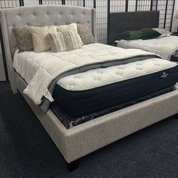 Light Grey Queen Bed Frame 