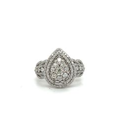 10kt White Gold Womens Diamond Ring Pear Cluster 4.80grams Size 7 151140 1