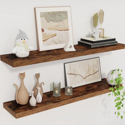 Floating Shelves for Wall, 30" Rustic Wood,(Rustic Brown, Set of 2)