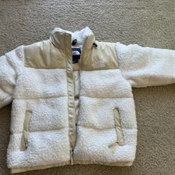North Face Jacket Mens Large Beige Sherpa Nuptse Down Puffer High Pile