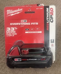 Milwaukee Battery 48-11-1820 M18 18-Volt 2.0 Ah Lithium-Ion Compact