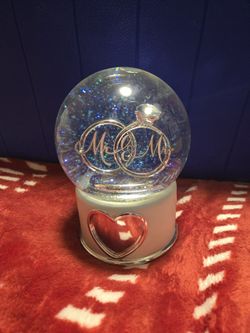 Mr. and Mrs. Wedding Ring Snow Globe