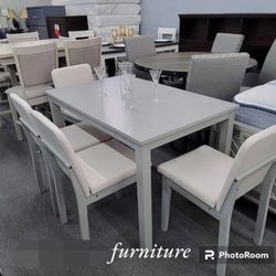 Brand New 5 Piece Grey Wood Dining Set (New In Box) 