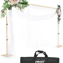 EMART Backdrop Stand, 6.5x10 ft Adjustable Photo Background Pipe and Drape Photography Kit with Heavy Duty Metal Base for Parties, Wedding, Video Stud