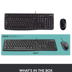 Logitech MK120 Wired USB Keyboard Mouse Desktop Combo