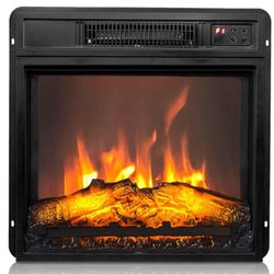 18" Electric Fireplace Inserts with Remote Control, 1400W Recessed Stove Heater with 8H Timer, 6 Flame Colors, 5 Brightness for Indoor Use