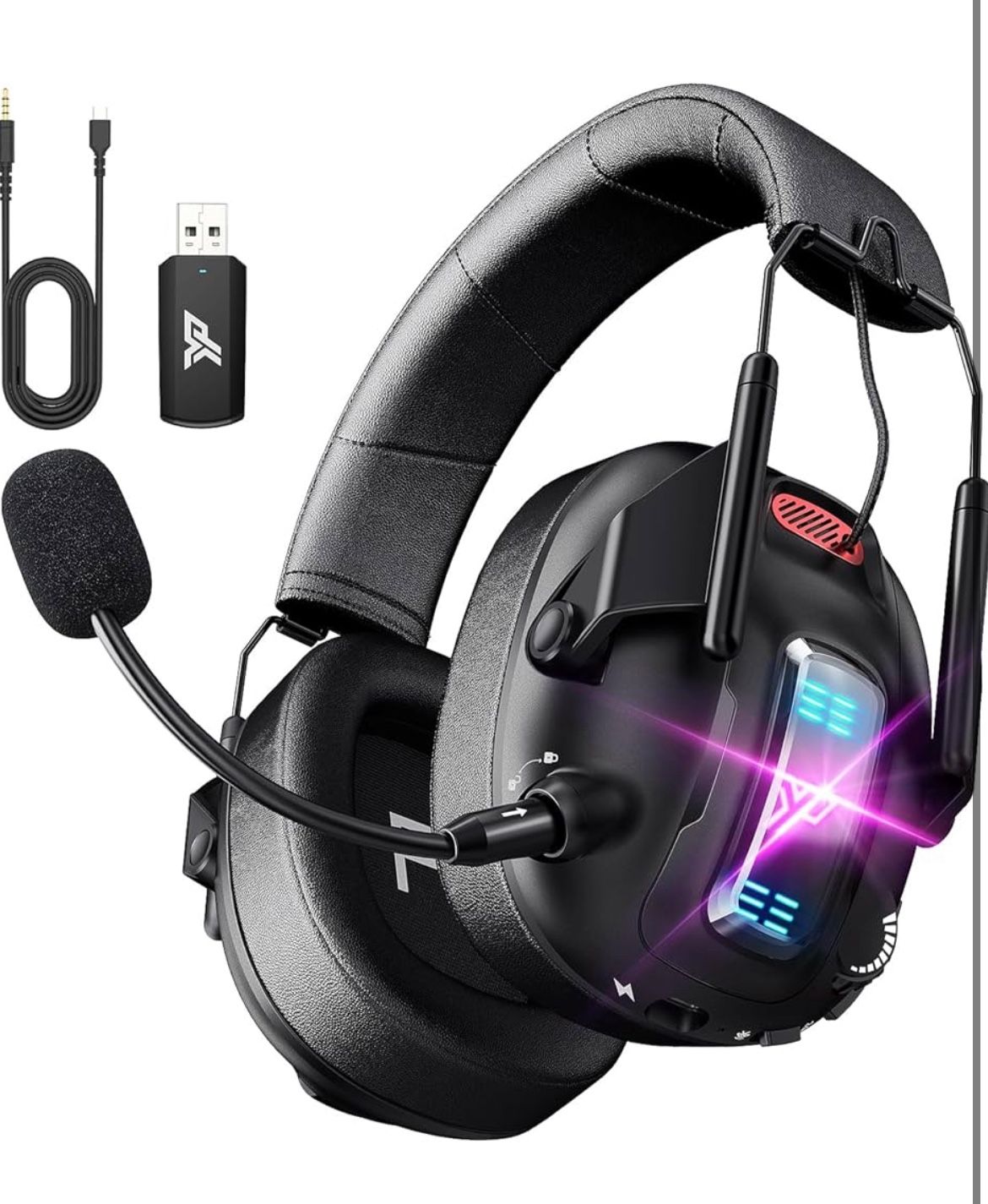 Brand: YPBDAN Wireless Gaming Headset for PS5, PS4, PC, USB Over Ear Gaming Headphones with Noise Canceling Mic, Bluetooth 5.3, 100H Battery, Low Late