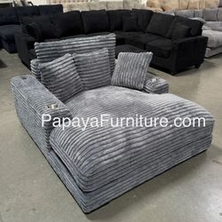 New! Ultra Soft Plush Chaise Lounge, Chaise Lounger, Corduroy Lounge, Sofabed Size, Sleeper Sofa Couch,Grey Sofa Chair, Recliner Style Chaise Lounger 