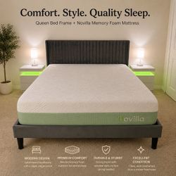 Queen Bed Frame + Novilla Memory Foam Mattress
