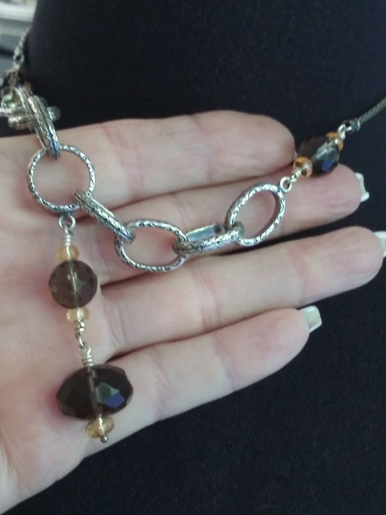 SILPADA STERLING SILVER 925 SMOKEY TOPAZ NECKLACE