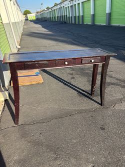 Dark Wood Console Table with Three Drawers