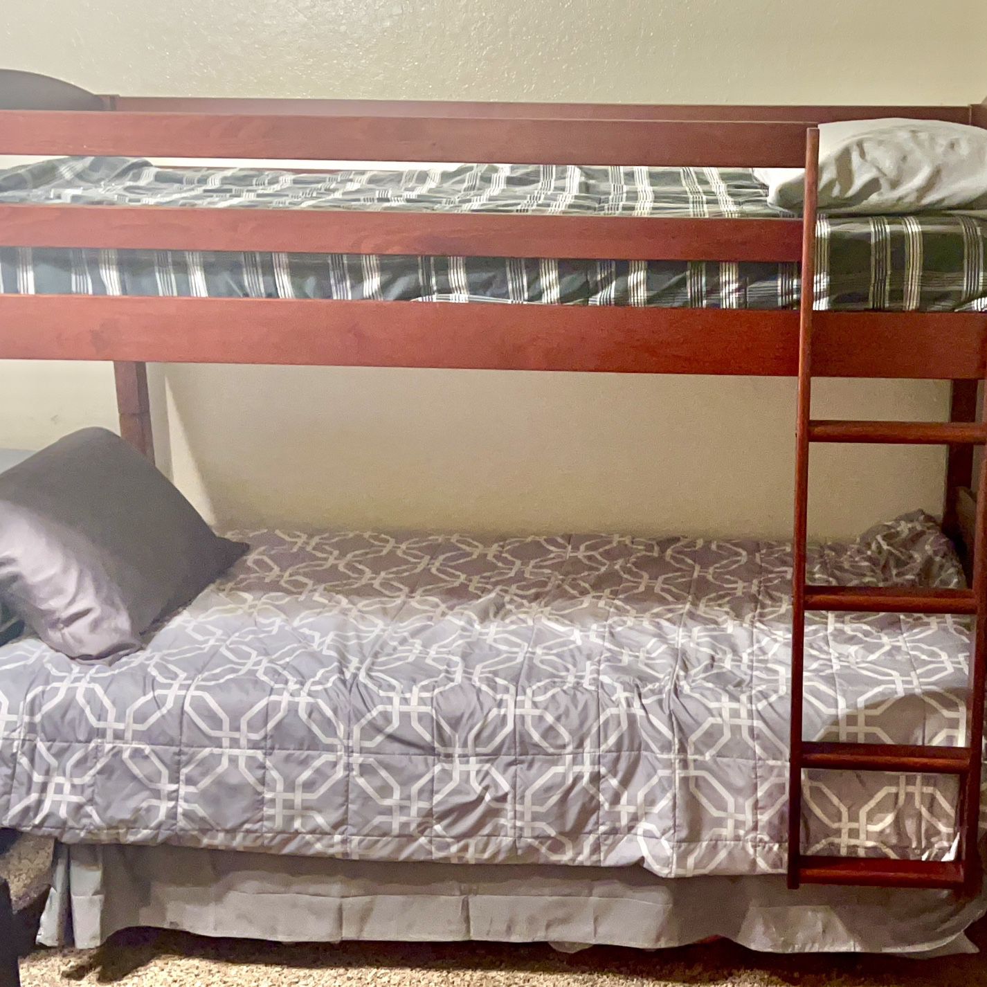 Cherry Finish Wood Twin Bunk Bed
