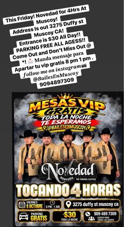 Viernes 9 Octubre 4 horas la NOVEDAD norteña