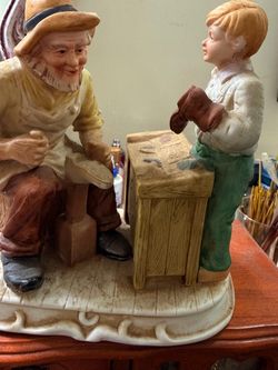 Vintage JJ Limited Edition 5000 Series Cobbler & Apprentice Boy Porcelain Figurine - Capodimonte Style
