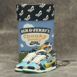 Nike SB Low Ben and Jerry’s Chunky Dunky pair of mini keychains with box. Perfect mini gift!
