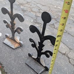Vintage Wrought Iron Fireplace Andirons – Pair