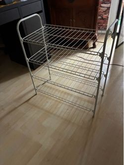 Shoe storage 4 tier white metal 28by23