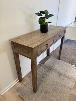 Rustic Wood Console Table with Drawers