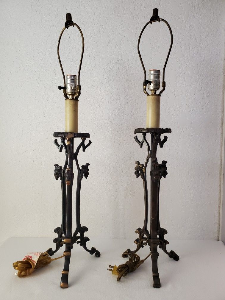 Vintage Candle Holders Table Lamps