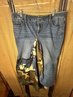 Long Denim Camo Skirt 