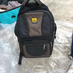 Green Backpack With Wheels And A Handle 