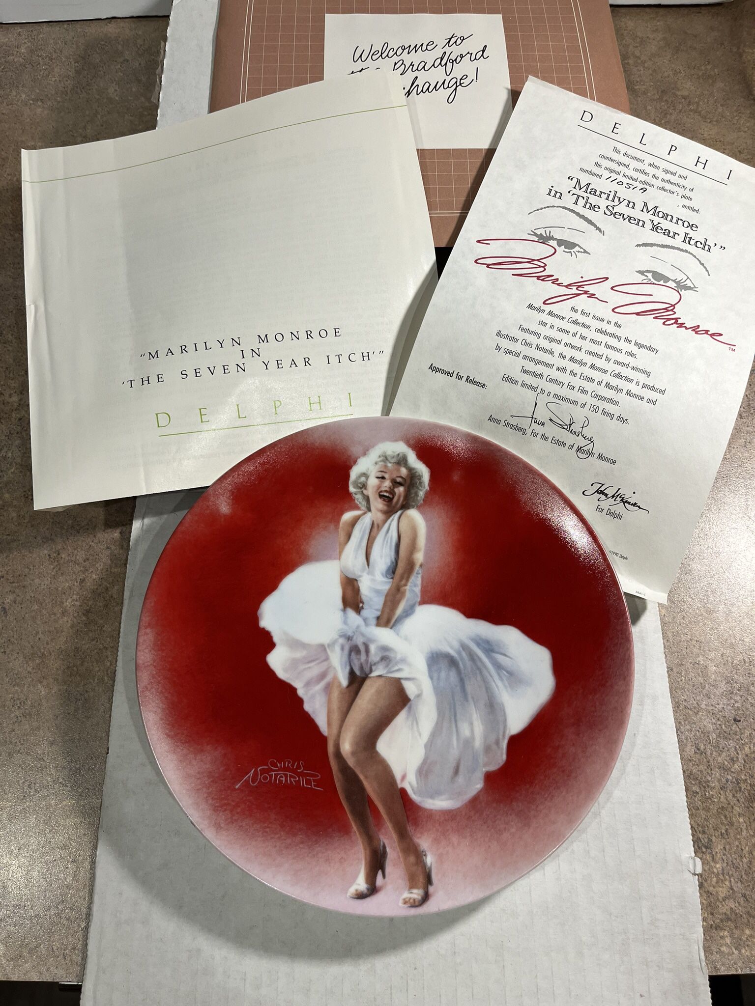 Vintage 1990 New In The Box w/Papers Marilyn Monroe “The Seven Year Itch” Collector’s Plate 