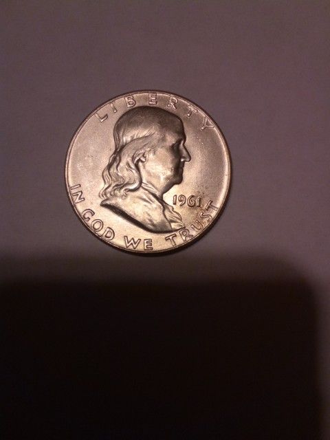 1961 Benjamin Franklin Half Dollar Coin, BU, 90% Silver